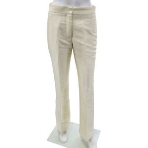 Dana Foley NYC Womens Ivory Silk Dress Pants Button Inseam 32 Size 1